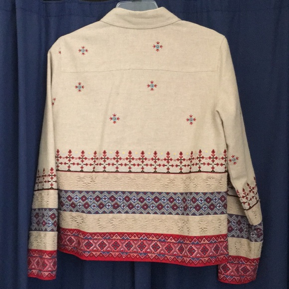 Linen/rayon embellished jacket - Picture 3 of 3